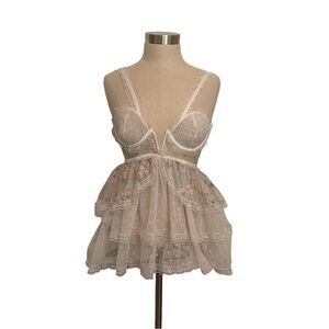 For Love & Lemons snow floral slip dress